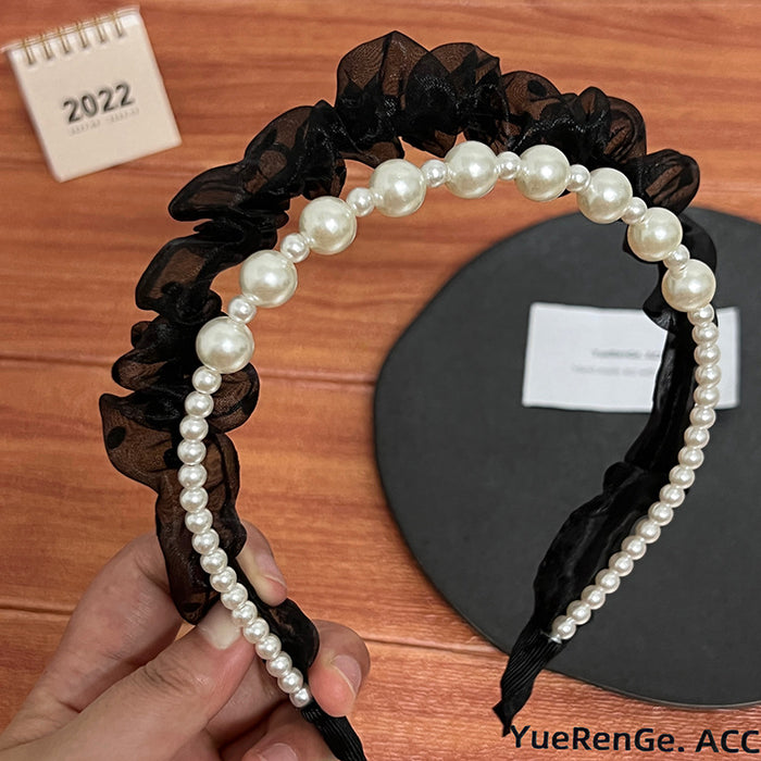 Wholesale Headband Cloth Vintage French Pearls JDC-HD-YueRG001