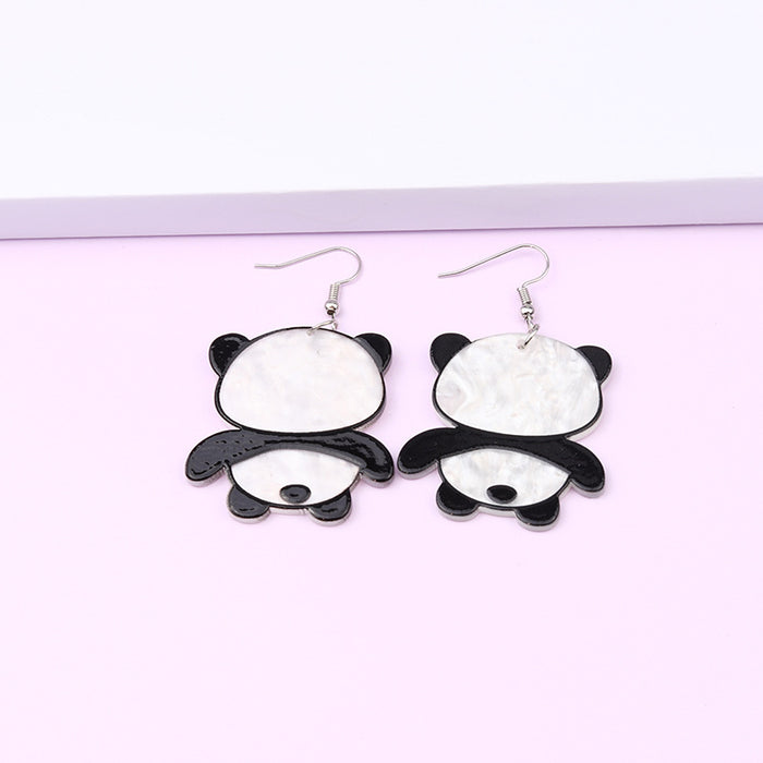 Wholesale Cute Giant Panda Acrylic Embossed Print Stud Earrings JDC-ES-DUAI022