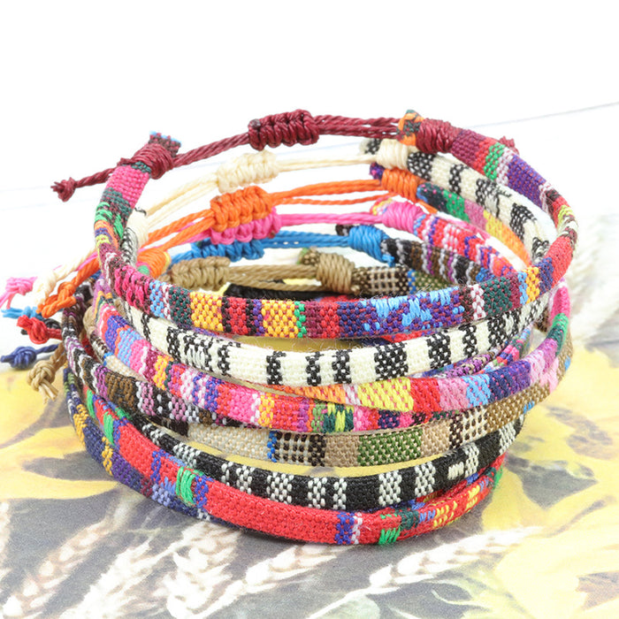 Jewelry WholesaleWholesale Nepalese wind wool linen woven fabric rainbow ankle bracelet JDC-AS-Yh001 Anklet 益烨 %variant_option1% %variant_option2% %variant_option3%  Factory Price JoyasDeChina Joyas De China