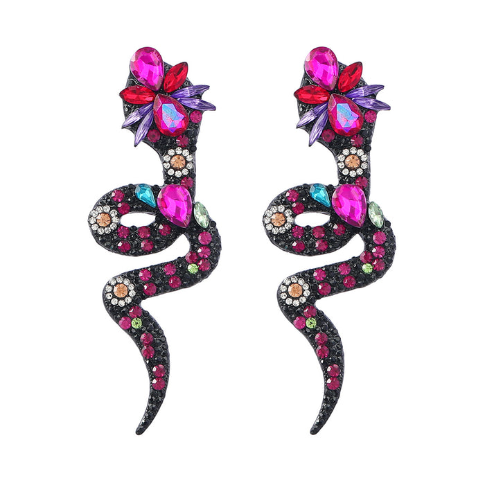 Wholesale Earrings Fancy Color Diamond Alloy Diamond Serpent Floral Boho JDC-ES-JL1041