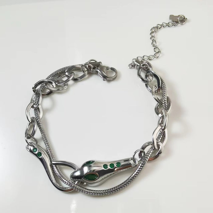 Wholesale Necklace Titanium Steel Design Spirit Snake Double Layer Bracelet Clavicle Chain JDC-NE-YHai006