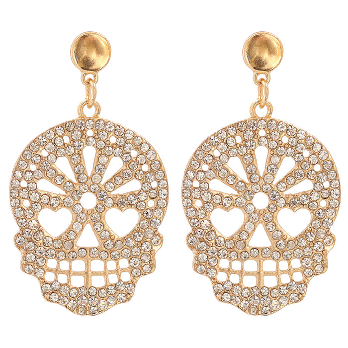 Wholesale Earrings Alloy Skull Diamond Ear Studs Halloween JDC-ES-JJ260