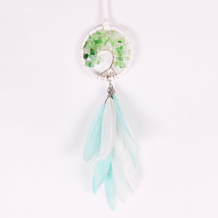 Wholesale Gravel Life Tree Copper Wire Feather Dreamcatcher Pendant MOQ≥2 JDC-DC-DYue004