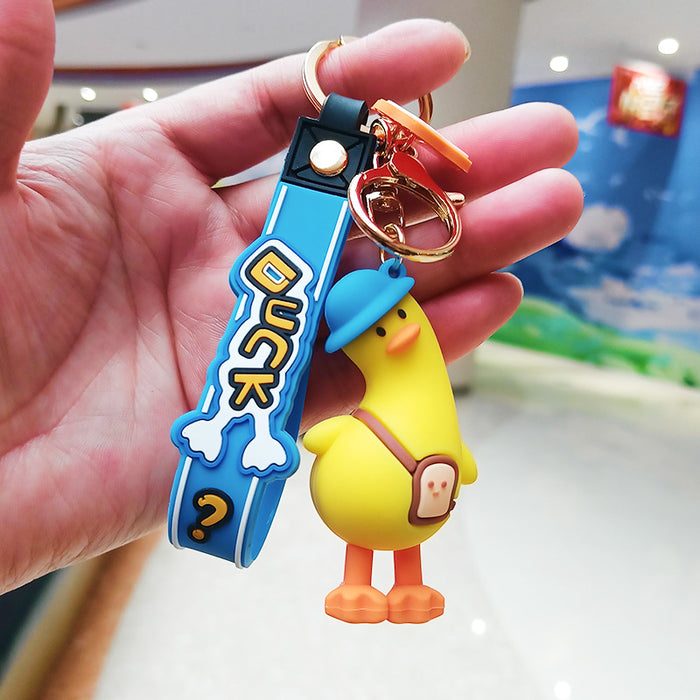 Wholesale creative funny crooked duck key chain cartoon couple MOQ≥3 JDC-KC-YChaang006