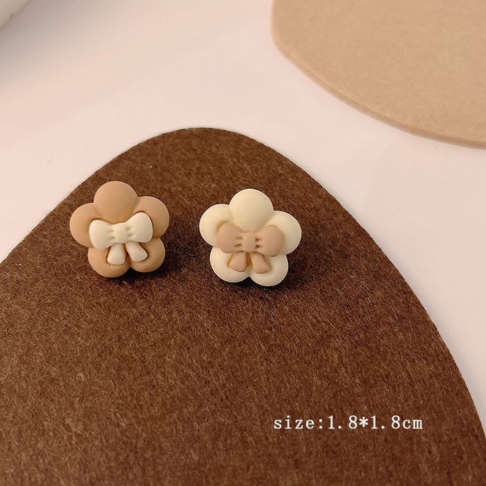 Jewelry WholesaleWholesale 925 Silver Needle Milk Coffee Color Cartoon Bear and Rabbit Earrings JDC-ES-HanXi001 Earrings 涵熙 %variant_option1% %variant_option2% %variant_option3%  Factory Price JoyasDeChina Joyas De China