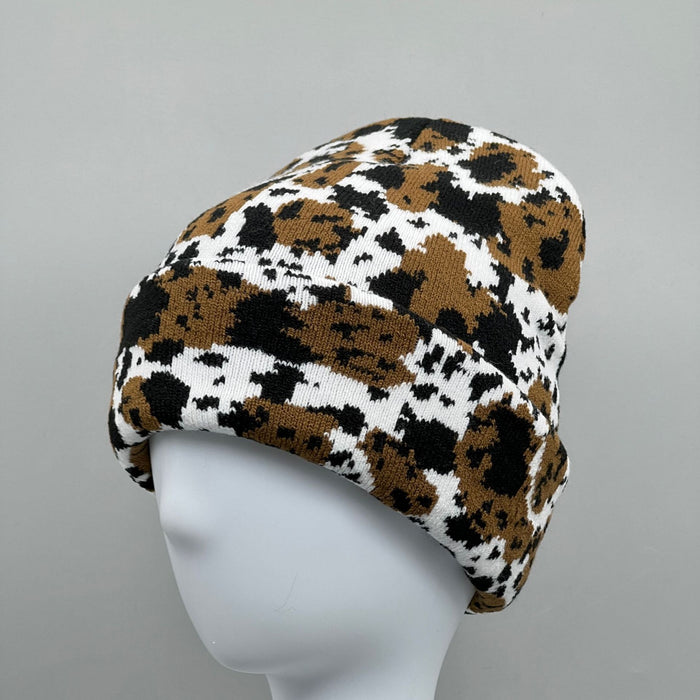 Wholesale Hat Acrylic Cow Pattern Warm Pullover Hat MOQ≥2 JDC-FH-MiHao004