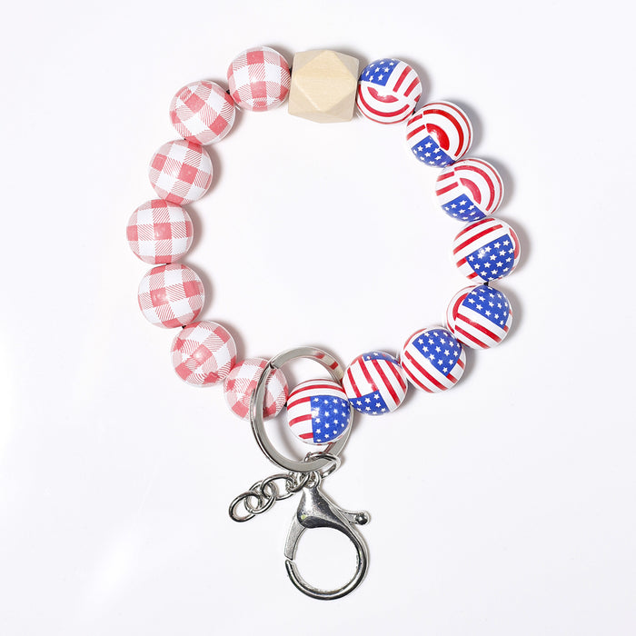 Wholesale Wooden Keychain Bead Bracelet Keyring MOQ≥2 JDC-KC-NXD002