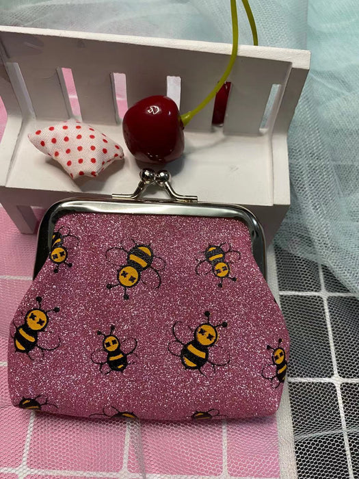 Wholesale Wallet PU Little Bee Children's Iron Buckle Coin Purse MOQ≥3 JDC-WT-Hongqiong004