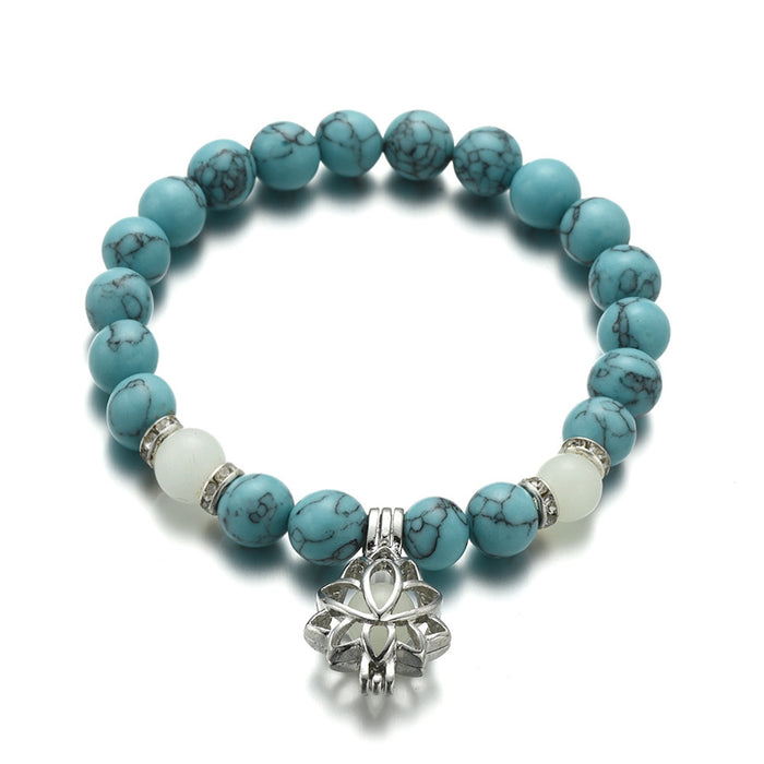 Wholesale Turquoise Bead Bracelet Energy Glowing Lotus Stretch Beads JDC-BT-ZhongY001