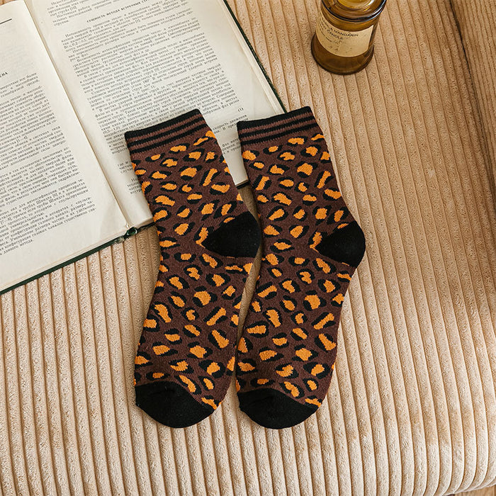 Wholesale Sock Cotton Mid Tube Sweat Absorbing Winter Thickening Warm Leopard Print JDC-SK-MD006