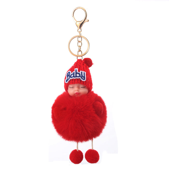 Wholesale sleeping cute doll fur ball keychain cute plush sleeping dream doll keychain MOQ≥2 JDC-KC-YXin003