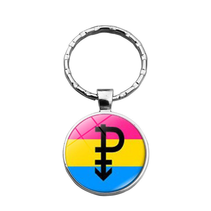 Wholesale LGBT Pride Day Alloy Glass Gemstone Keychain JDC-KC-XuS020