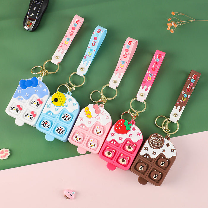 Wholesale keychain wallets Ice Cream Strawberry Bear Silicone Ice Cream Coin Purse Pendant JDC-KC-XinJY001