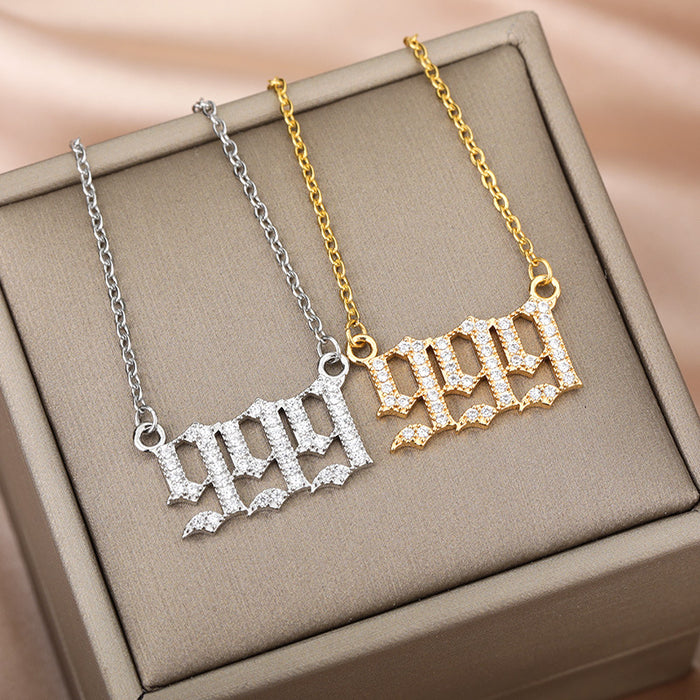 Jewelry WholesaleWholesale stainless steel gold-plated digital Necklace angel JDC-NE-MJ005 Necklaces 萌葭 %variant_option1% %variant_option2% %variant_option3%  Factory Price JoyasDeChina Joyas De China