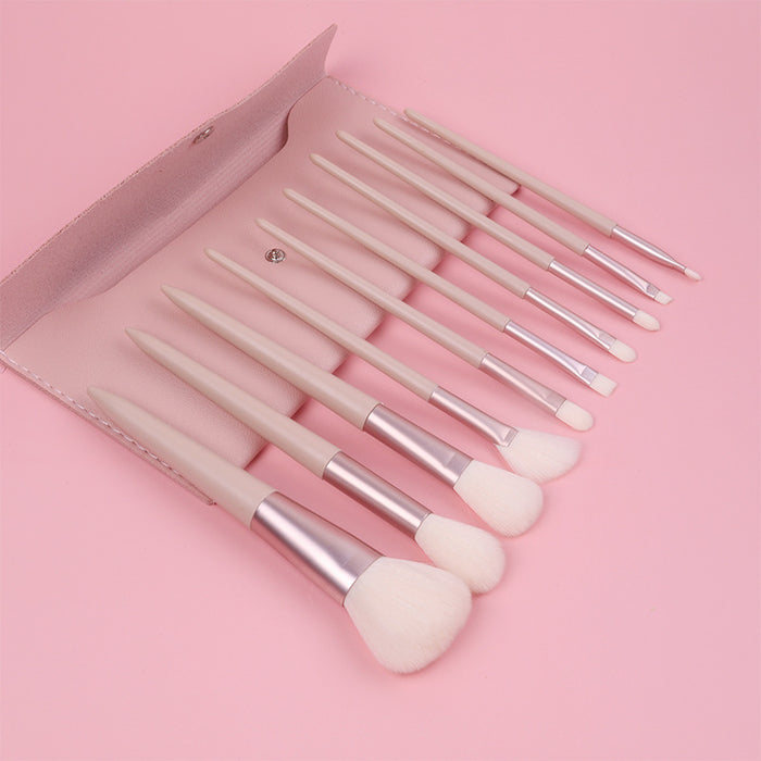 Wholesale soft makeup brushes 10pcs pu pack nylon plastic handle JDC-MB-YiM002