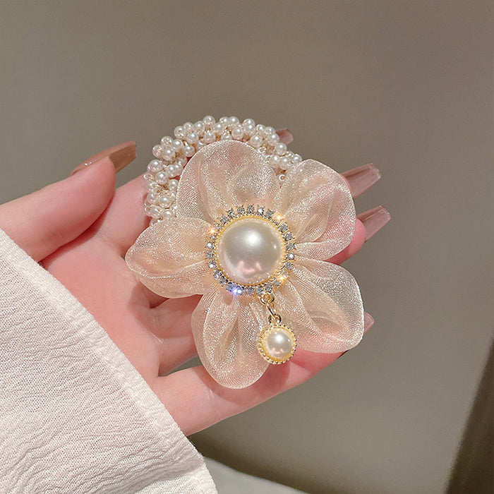 Jewelry WholesaleWholesale flower pearl hair rope tie hair elastic band hair ring JDC-HS-Hengbei002 Hair Scrunchies 衡倍 %variant_option1% %variant_option2% %variant_option3%  Factory Price JoyasDeChina Joyas De China