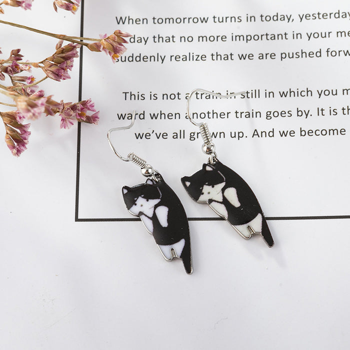 Wholesale cartoon earrings cute cute black cat kitten MOQ≥2 JDC-ES-Miaos006