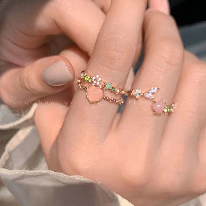 Wholesale Rings Copper Heart Zircon Adjustable MOQ≥2 JDC-RS-YanB006