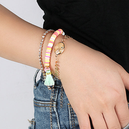 Jewelry WholesaleWholesale handmade candy colored soft pottery Bracelet MOQ≥2 JDC-BT-YiR006 Bracelet 奕冉 %variant_option1% %variant_option2% %variant_option3%  Factory Price JoyasDeChina Joyas De China