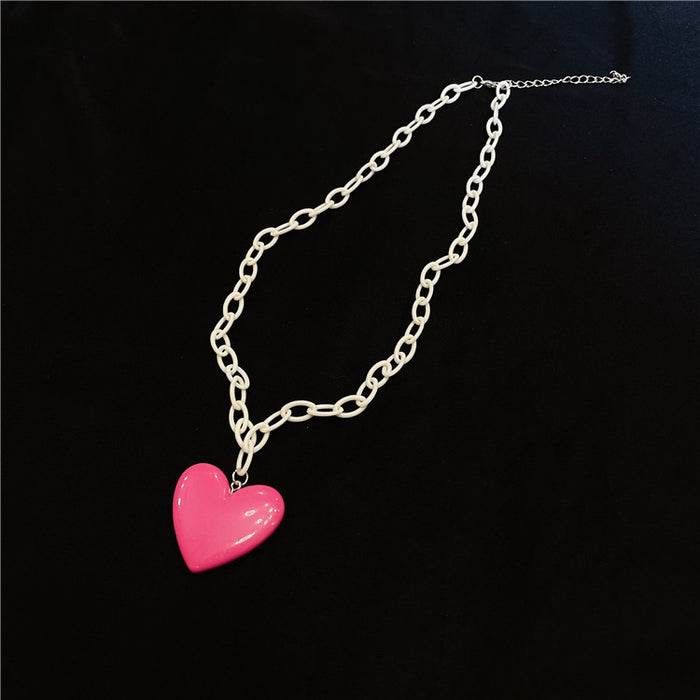 Wholesale Necklace Resin Peach Heart Cute Pink Pony Pendant (S) JDC-NE-Wenhua006