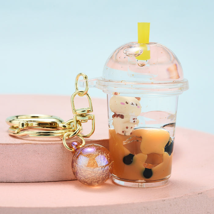 Jewelry WholesaleWholesale Acrylic Into Oil Floating Pearl Milk Tea Keychain JDC-KC-WAN025 Keychains 沃安 %variant_option1% %variant_option2% %variant_option3%  Factory Price JoyasDeChina Joyas De China