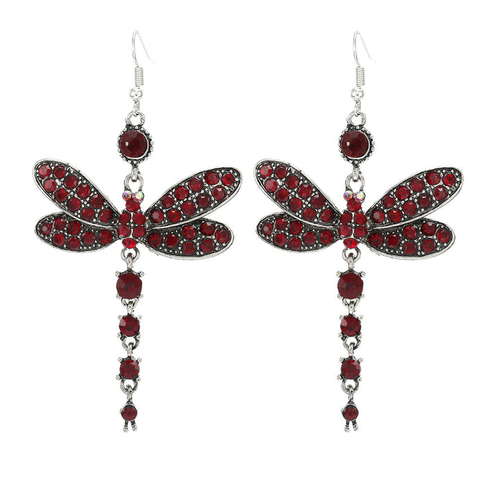 Wholesale Full Diamond Dragonfly Alloy Earrings MOQ≥2 JDC-ES-Kaiwei005