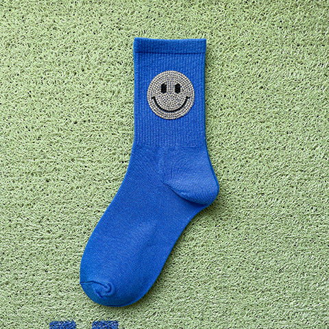 Wholesale Sock Cotton Mid Tube Smiley Hot Diamond Color JDC-SK-ZET001