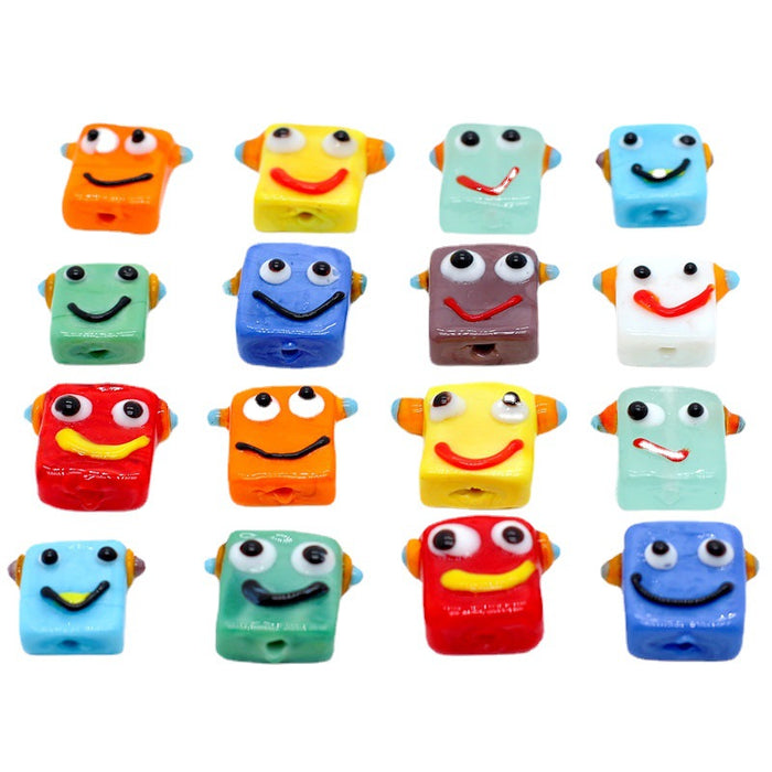 Wholesale Pendant Glass Beads Cute Robot Diy Glass Beaded Accessories MOQ≥2 JDC-PT-BiLai001