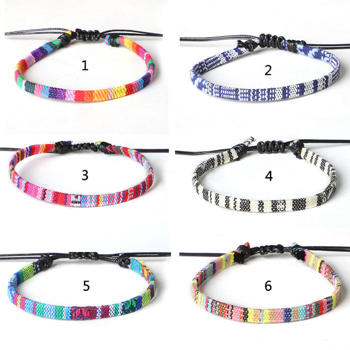 Wholesale Anklet Boho Anklet Hand Braided Rainbow Color Anklet LGBT MOQ≥3 JDC-AS-QiuX002