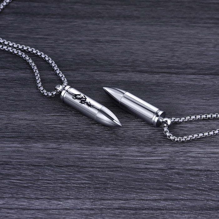 Wholesale Titanium Steel Father's Day Gift Solid Bullet Men Necklace JDC-NE-shengshuo004