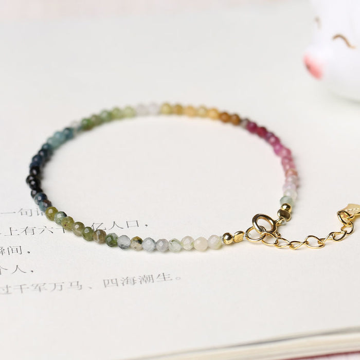 Wholesale Very Fine 2mm Rainbow Small Tourmaline Bracelet Gradient JDC-BT-NiHuang001