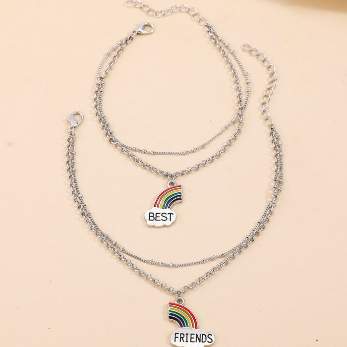 Wholesale personality good friend rainbow anklet stitching anklet cartoon jewelry MOQ≥2 JDC-AS-Nlong001