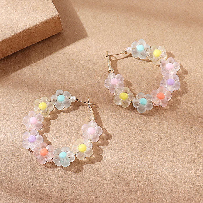 Wholesale Earrings Plastic Candy Color Flower Circle MOQ≥2 JDC-ES-qz009