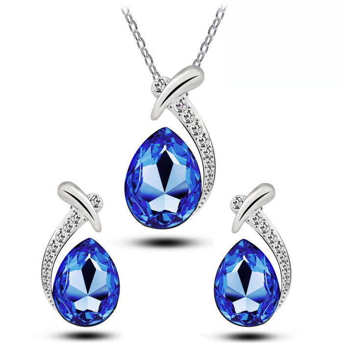 Wholesale Diamond Clavicle Austrian Crystal Necklace set JDC-NE-XunO042