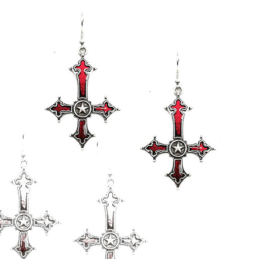 Jewelry WholesaleWholesale inverted cross red pentagram alloy earrings JDC-ES-YYFF009 Earrings 燕羽飞飞 %variant_option1% %variant_option2% %variant_option3%  Factory Price JoyasDeChina Joyas De China