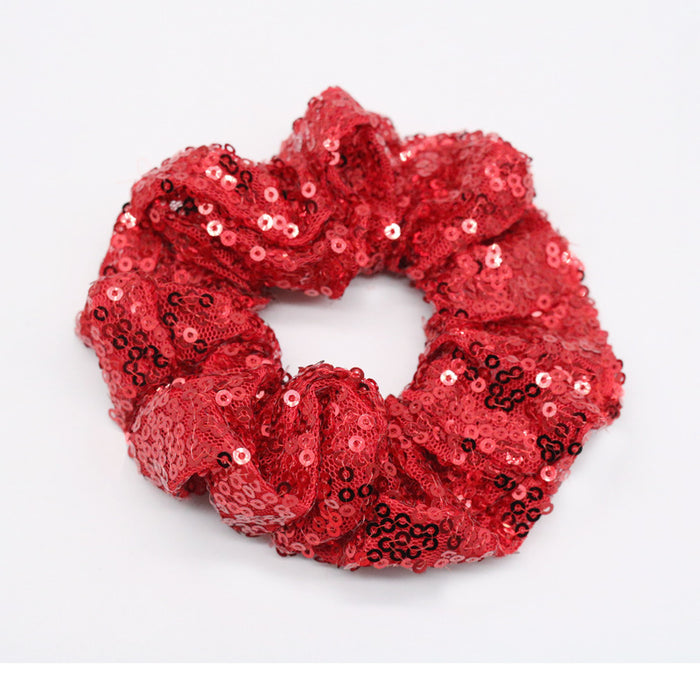 Wholesale Hair Scrunchies Fabric Christmas Double Sided Fish Scale Sequins MOQ≥2 JDC-HS-MiaoH001