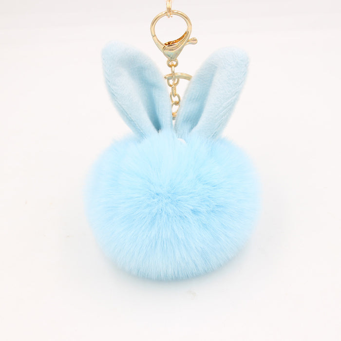 Wholesale Rabbit Ears Fur Ball Plush Keychain Hanging JDC-KC-ZuGe080