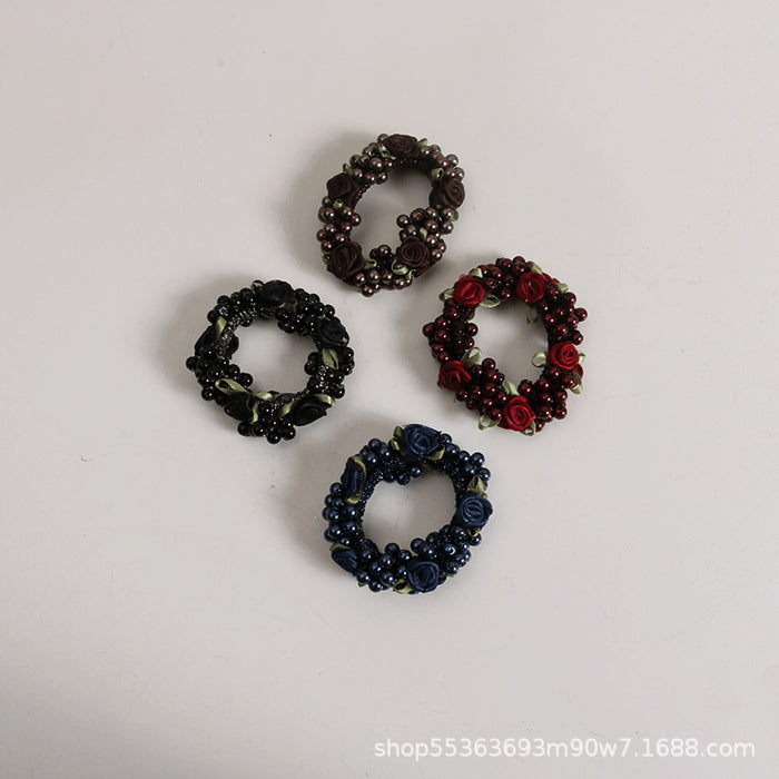 Wholesale ball head flower female head rope hair ring JDC-HS-TengH004