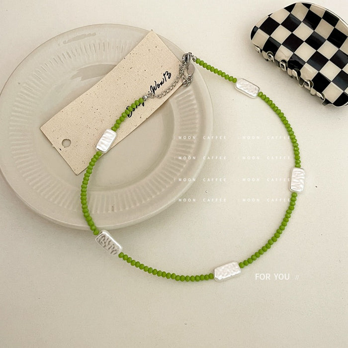 Wholesale Beaded Pearl Crystal Heart Beaded Glass Necklace JDC-NE-JiaJ004