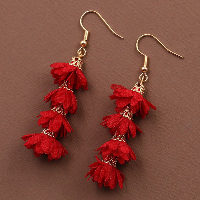 Wholesale earrings cloth colored flowers JDC-ES-momo001