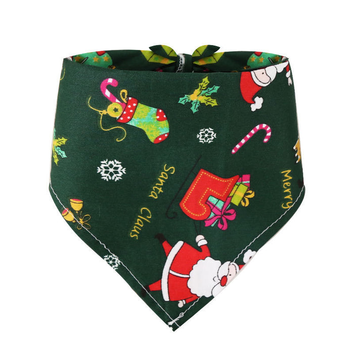 Wholesale Pet Christmas Cotton Print Dress Up Triangle Scarf JDC-PC-Qimiao001