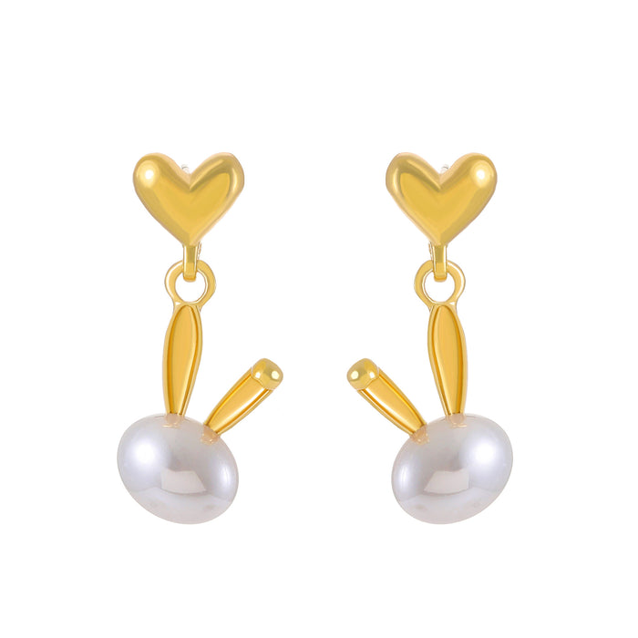 Wholesale Pearl Rabbit Heart Earrings JDC-ES-D013