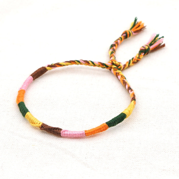 Wholesale Handmade Original Cotton Thread Pure Hand Woven Boho Color Bracelet JDC-BT-HeY017