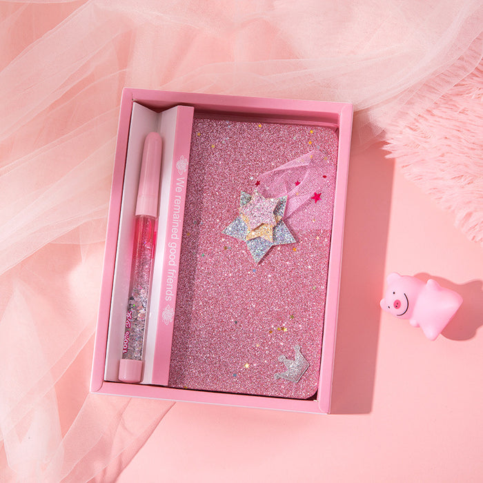 Wholesale Notebook Paper Cute Glitter Ballpoint Pen Gift Set MOQ≥2 JDC-NK-Qiniu009