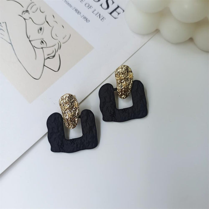 Jewelry WholesaleWholesale S925 silver needle rose red blue-green pink avocado alloy spray paint square earrings JDC-ES-FX003 Earrings 繁瑆 %variant_option1% %variant_option2% %variant_option3%  Factory Price JoyasDeChina Joyas De China