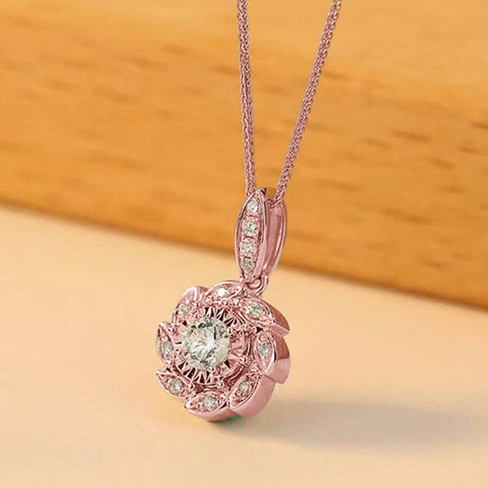 Wholesale Flower Zircon Necklace long necklace MOQ≥2 JDC-NE-CaoS044