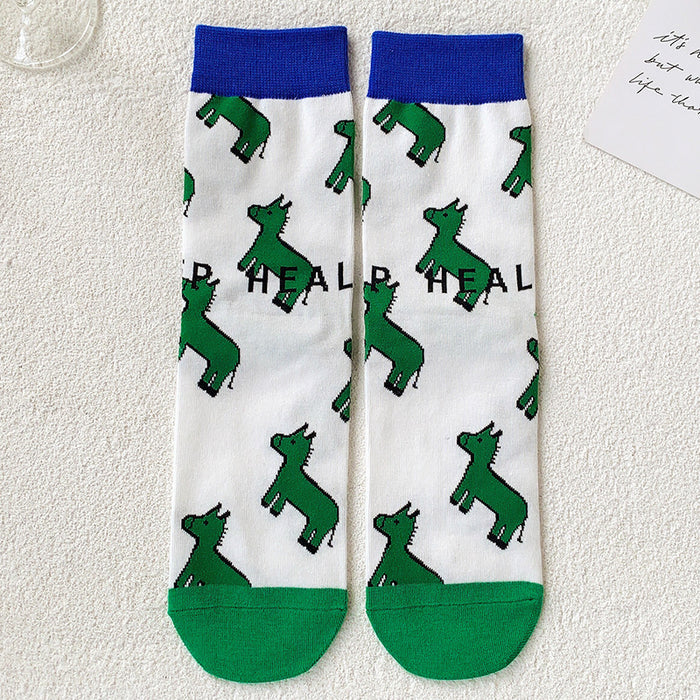 Wholesale mid tube socks green summer long tube letters street personality sports cotton socks JDC-SK-CYu009