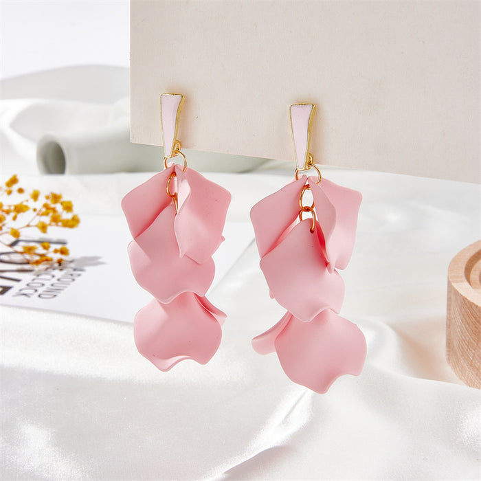 Wholesale 925 Silver Needle Candy Color Petal Acrylic Earrings MOQ≥2 JDC-ES-Jufa003