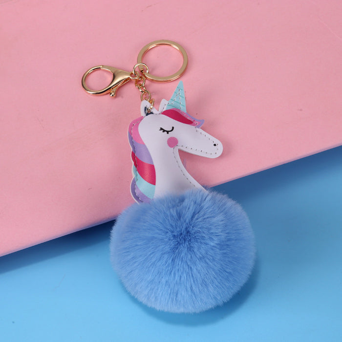 Wholesale Imitation Rex Rabbit Fur Cartoon Hair Ball Keychain MOQ≥2 JDC-KC-YXin001