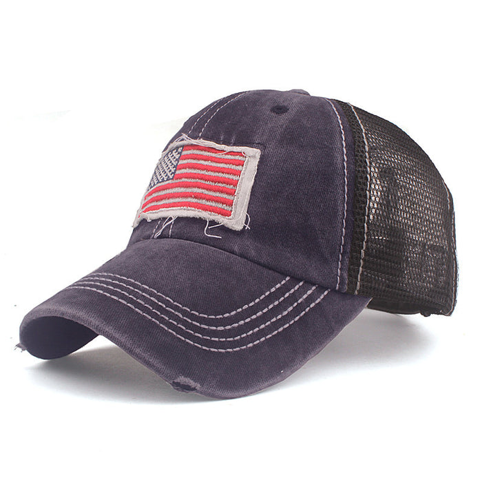 Wholesale American Flag Embroidered Baseball Cap Wash Coated Visor JDC-FH-ZhiLa002